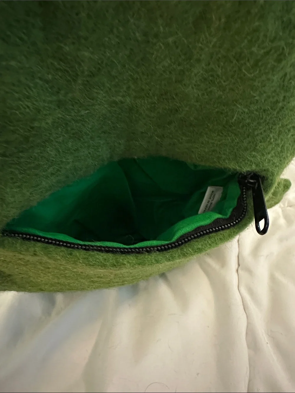 Green Frog Wool Crossbody Bag with Red Vest
